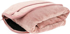 Travel Blanket, 2 in 1 Soft Flannel Airplane Blanket Warm Travel Blanket Pillow with Luggage Strap and Buckle, Portable Compact Flight Blanket for Cars Airplanes Camping 63x39 Inch (Pink)