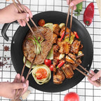 Wok Pan with Lid Nonstick Wok 34cm, Carbon Steel Woks Stir-Fry Pans, No Chemical Coated Flat Bottom Chinese Wok, for Electric, Induction and Gas Stoves