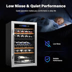 ROVSUN 33 Bottle Wine Fridge, Dual Zone Wine and Beverage Refrigerator with Independent Temp & LED Control Panel, Freestanding Wine Cooler Chiller for Red White Wine, Champagne, Beer