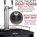 Kegco Keg Dispenser, Two Faucet, Stainless Steel