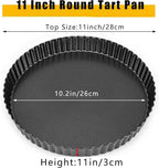 RICHSC-PAN Tart Pan 11 Inch Tart Pan Carbon Steel Round Non-Stick Pan Quiche Pan with Removable Chassis for Mousse Cakes, Kitchen Reusable Baking Tool with A Depth of 1.18 Inches.
