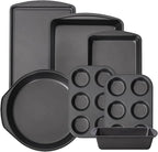 LISI 7 Piece Baking Pans Set Non Stick, Heavy-Duty Carbon Steel Oven Pan Set Include Muffin Pan, Loaf Pan, Cake Pan & Roasting Pan, PFA Free Non Toxic Make a Great Gift for Family