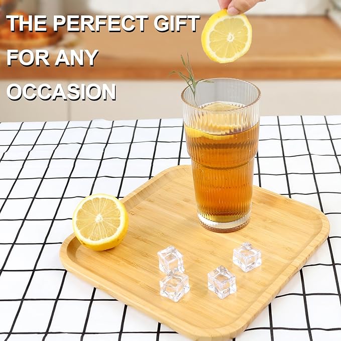 Drinking Glasses，19oz Ribbed Glassware,9 Pack Old Fashioned Glasses,Thickened glass for iced coffees, smoothies, cocktails and juices, perfect for families and parties (9)