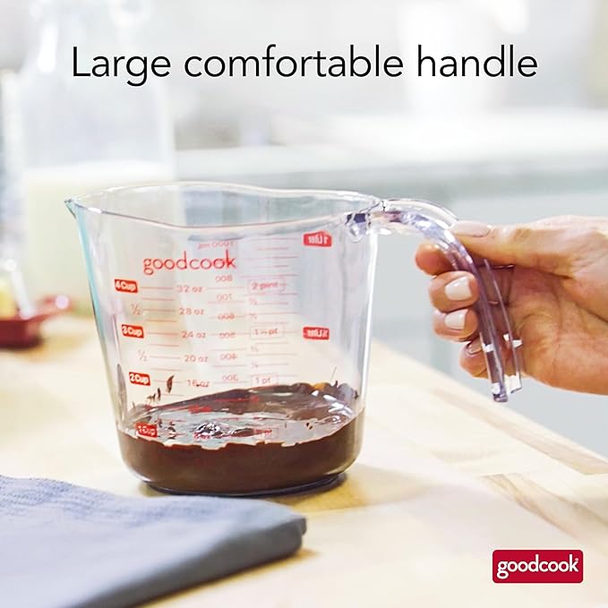 GoodCook Everyday 2-Cup Measuring Cup Liquid Measuring with Ounces and Milliliters Markings Tapered Pour Spout Easy-to-Read Lines Comfortable Handle for Precise Measuring, Clear