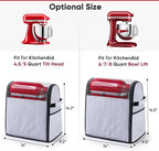 BAGSPRITE Full Open Stand Mixer Cover with Slider Base Compatible with KitchenAid 4.5/5 Qt Bowl-Lift Mixers – Dustproof Quilted Kitchen Aid Mixer Cover with Pockets for Accessories & Attachments