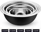 WHYSKO Stainless Steel Mixing Bowl Set, 10 Piece Stainless Steel Mixing Bowls with Lids Set for Food Prep Storage and Serving, Dishwasher Safe for Kitchen Baking Cooking, Black