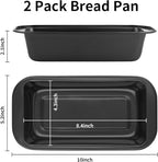 Novery 2PCS Nonstick Bread Pan - 8” x 4” Carbon Steel Loaf Baking Pans, Dishes，Rectangle Baking Supplies for Homemade Bread, Meatloaf, Cakes, Sourdough, Brownies, and Lasagnas