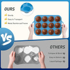 Socisen 12 Cups Silicone Muffin Pan with Metal Reinforced Frame Regular Size Cupcake Pan Tray Egg Bites Silicone Circle Cookie Molds Muffin Tin Tray Tart Pans Kitchen Baking Mold Tools for Cooking