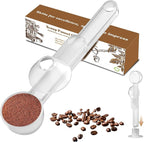 Coffee Scoop with Funnel for Ground Coffee, Protein Powder & Tea, for Reusable K Cup Refiller, 2TBSP Mess-Free, Funnel Design Prevents Spills (Translucent White, 1-Pack)