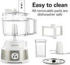 Hamilton Beach Food Processor & Vegetable Chopper for Slicing, Shredding, Mincing, and Puree, 10 Cups + Easy Clean Bowl Scraper, White and Stainless Steel (70733)