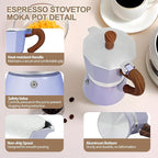 Aluminum 3 Cup 150ml Moka Pot Express Coffee Maker Stovetop Espresso Colorful Coffeemaker Italian Classic Style Brewing Greca Cafe Mocha Machine for Cafeteras Lover Camping Travel and Home Use 5oz