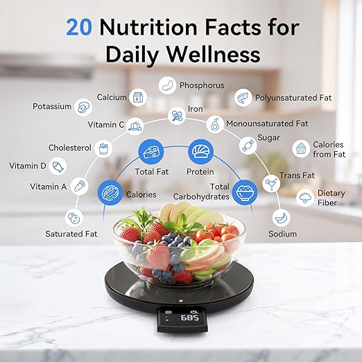 Ultrean Smart Food Scale with Nutritional Calculator, Kitchen Scale for Weight Loss, Food Weight Scale with App for Calorie & Macro Tracking, AI Scan, 33lb