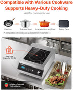 VEVOR Portable Commercial Cooktop, 5000W Induction Burner with 16 Temp Settings, Stainless Steel Countertop Induction Hot Plate with 4H Timer, Child Lock