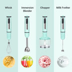 Immersion Hand Blender, ISILER 5-in-1 500-Watt Multi-Purpose Stick Blender with 860ml Food Chopper, 600ml Container, Milk Frother, Egg Whisk, 8-Speed for Puree Infant Food Smoothies Soups