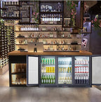 BODEGA BODEGACOOLER Commercial Bar Cooler With 3 Glass Doors,11.4 Cu.Ft Under Counter Beverage Refrigerator,Back Bar Refrigerator,Commercial Display Drink Fridge,LED Lighting Beer Wine Soda Drinks