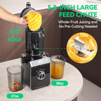 Cold Press Juicer, ORMEO HOME Masticating Juicer Machines with 5.0"Large Feed Chute Fit Whole Vegetables & Fruits, with Pulp Seperation, 99.6% Juice Purity, Quiet Motor, Easy to Clean,BPA Free