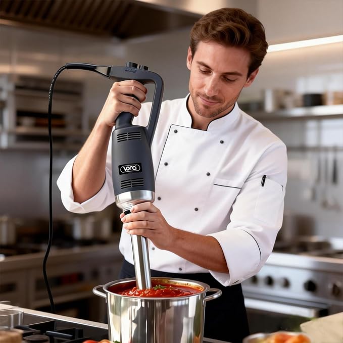 VONCI 350W Commercial Immersion Blender, Light Duty Hand Blender, Variable Speed 6000-20000RPM, 12" Detachable Shaft.