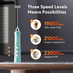 FoodVille MF02 Rechargeable Milk Frother Handheld Foam Maker with Stainless Whisk for Cappuccino, Latte, Bulletproof Coffee, Keto Diet, Protein Powder, Matcha (Turquoise Green)