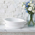 10 x 7 Inch Oval Au Gratin Baking Dishes, Set of 2, Porcelain Baking pan Oven Safe, Roasting Lasagna Pans, for Casserole Dish, Pie Plate, Baking, scalloped potatoes, shepherds pie