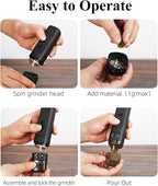 Electric Spice Grinder,Automatic Small Portable Herbal Machine & Spice Mill,USB Rechargeable Grinding (Black)
