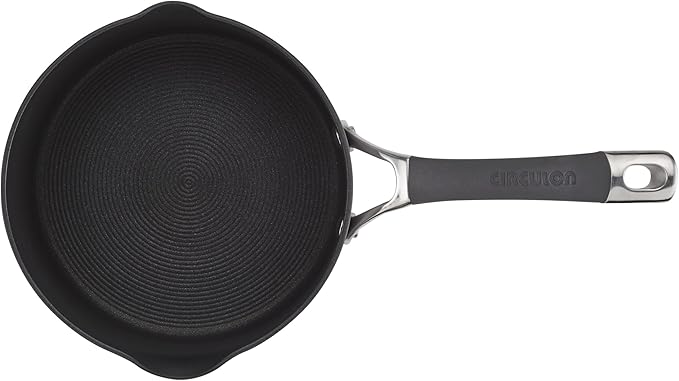 Circulon Radiance Hard-Anodized Nonstick Saucepan, Durable Nonstick Cookware, Sauce Pan with Straining Lid, 3-Quart, Gray