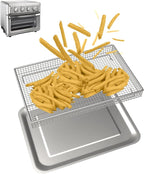 Oven Air Fryer Basket and Tray for Cuisinart Convection Oven, Stainless Steel Toaster Oven Pans and Trays for Cuisinart TOA-060 TOA-065 TOA-70,Replacement Parts for Cuisinart and Most Oven Accessories