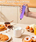 MEIRUBY 2-Pack Milk Frother Handheld with Stand, Valentines Day Gifts for Him and Her, Electric Coffee Frother, Coffee Lover Gift for Lattes, Cappuccino, Matcha & Hot Chocolate, Black/Colorful