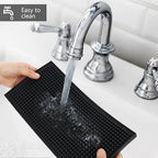 XieNie Bar Mat Small 6" x 12" Black, Coffee Mat for Home Bar, Bar Service Spill Mat for Cocktail Bartender Kitchen Countertop, PVC Counter Top Cup Mats Glasses Drying Mat, 1PCS