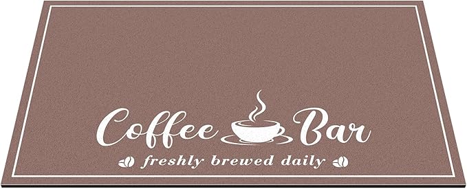 CooRug Absorbent Coffee Mat, Fashion Dish Drying Mat for Kitchen Counter Coffee Bar Accessories Espresso Machine Dish Rack 17" x 32" Brown