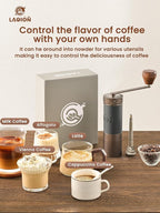 LAOION L6 Manual Coffee Grinder with Straight Handle, Hand Coffee Grinder for Espresso, Moka, Drip, French Press with External Adjustment Ring, Precision-Consistent Stainless Steel Conical Burr
