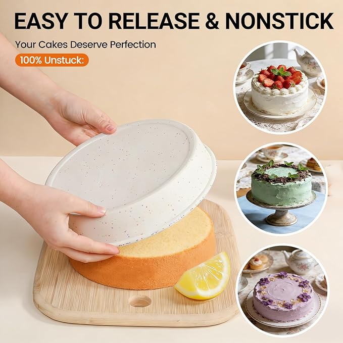 SJ 6 Inch Silicone Round Cake Pan with Metal Reinforced Frame Set of 2, Nonstick Silicone Cake Mold for Baking Suitable for Making Layers, Cheese & Chocolate Cakes
