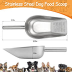 Palksky Dog & Cat Food Scoop, 1 Cup Stainless Steel Pet Food Measuring Cup with Long Handle, Precision Scale, Easy to Clean for Wet or Dry Food, 2 Packs