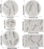 Leaf Silicone Mold Maple Leaf Fondant Mold Rose Leaf Molds Fern Leaves Candy Molds For Cake Decoration Cupcake Topper Chocolate Polymer Clay Gum Paste Set of 6