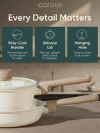 CAROTE 16pcs Ceramic Cookware Sets, Pots and Pans Set Non Stick, Healthy Cookware Set, Induction Kitchen Pots and Pans, PFAS/PFOA Free