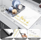Findosom Dish Drying Mat, 16"x 24" Super Absorbent & Hide Stain Coffee Mat, Cuttable Drying Mat for Kitchen Counter, Coffee Bar Accessories, Under Dish Rack, Coffee Maker, Espresso Machine, White