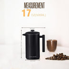 Utopia Kitchen 304 Grade Stainless Steel French Press Coffee Maker 17 Oz, Double Wall Insulated Coffee Press with 4-Level Filtration system, Include 2 Extra Filters, Rust-Free, Black