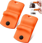 2 Pack Canning Jar Opener with Magnets, Mason Jar Opener For Canning Lids, Regular and Wide Mouth Lids, Powerful Magnet for Easy Refrigerator Storage, Releases Vacuum Seal– Patent Pending(Orange)