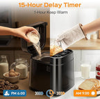 2.5LB Bread Maker with Built-in Electronic Scale, 25-in-1 Bread Machine, Beginner-Friendly with Adjustable Baking & Fermentation, Non-Stick Easy-Clean Pan, Quiet, 15H Delay, Recipes, Black