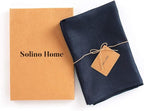Solino Home Navy Blue Linen Napkins Set of 6-100% Pure Linen Dinner Napkins 20 x 20 Inch for Holiday, Winter, New Year - Fete