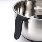 Rice Washer Strainer Bowl Quinoa Washing Bowl whit Handle Stainless Steel Colander Versatile Side Drainers for Cleaning Rinsing Fruits, Vegetables, and Beans - Tilting Non-slip Silicone Bottom