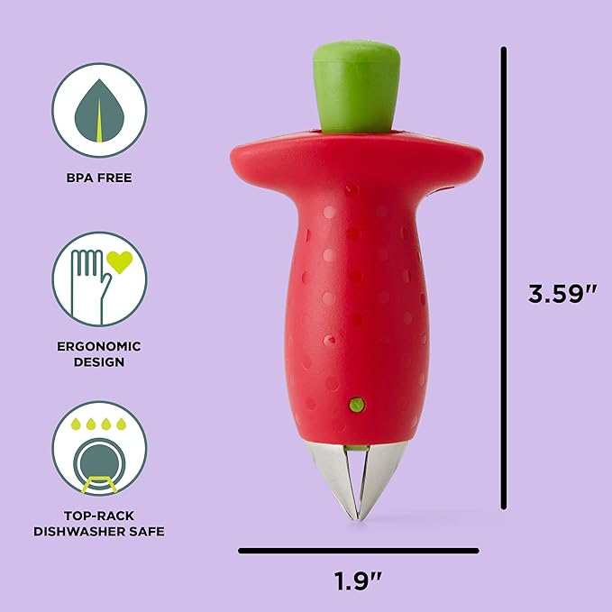 Chef'n Original Stem Gem Strawberry Huller, Red/Green - 102-138-005