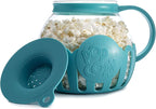 Ecolution Patented Micro-Pop Microwave Popcorn Popper with Temperature Safe Glass,3-in-1 Lid Measures Kernels and Melts Butter,Made Without BPA,Dishwasher Safe,3-Quart,Teal,(Pack of 4)