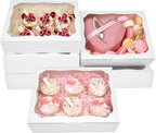 12pcs10x8x2.5 Inch White Bakery Boxes Treat Boxes with Window for Pastry, Cookie, Desserts, Chocolate Strawberries, Pies, Donuts, Muffins,Cupcake
