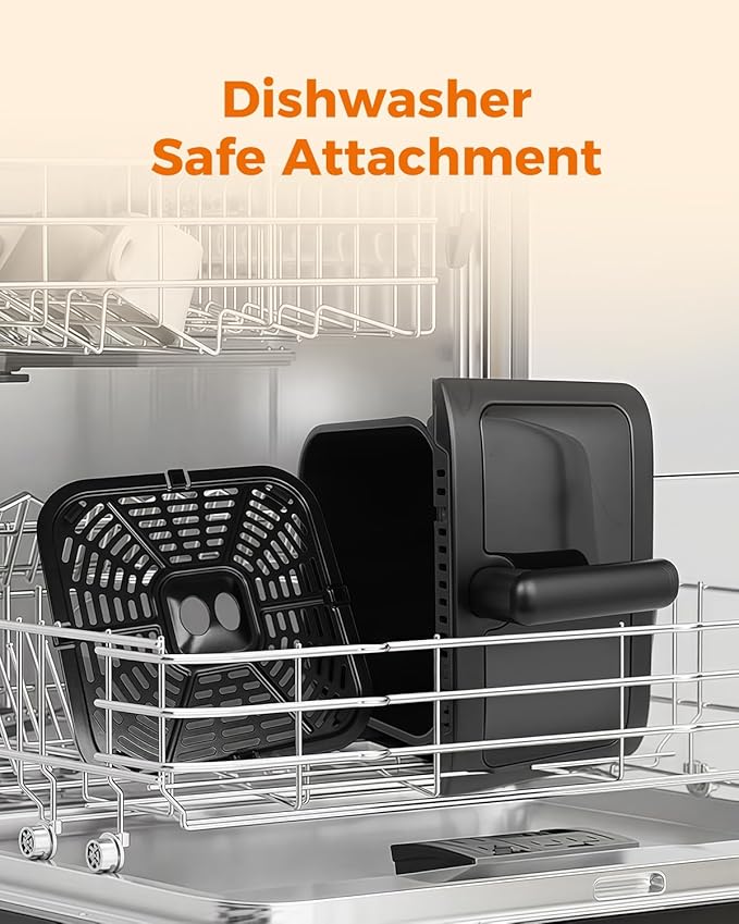 Bear Air Fryer, Stainless Steel Airfryer 8 Presets for Fast Family Meals, 6.4Qt Large Visible Window Temp Timer Adjustable Roast Bake Crisp French Fries Steak, Non Stick Basket Dishwasher Safe