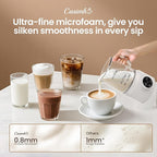 Casimhu 4-in-1 Milk Frother, Electric Milk Frother and Steamer with LED Touch Screen, Ceramic Lining Bottom, Milk Warmer 13.52oz for Lattes, Cappuccinos, and Macchiatos at Home, White