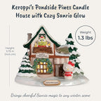 Blue Sky Clayworks Keroppi’s Pondside Pines Candle House, 7.5" L x 6.125" W x 5.75" H, Woodland Window Glow