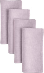 Solino Home Linen Cloth Napkins Set of 4-100% Pure Linen Chambray Lavender Dinner Napkins 20 x 20 Inch - Athena, Handcrafted and Machine Washable - Holiday, Valentines