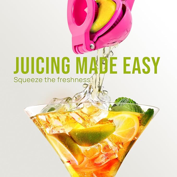 Zulay Kitchen Metal 2-in-1 Lemon Squeezer - Sturdy Max Extraction Hand Juicer Lemon Squeezer Gets Every Last Drop - Easy to Clean Manual Citrus Juicer - Easy-Use Lemon Juicer Squeezer - Dragonfruit