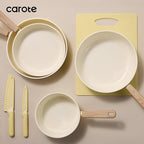 CAROTE 24pcs Ceramic Cookware Set, Pots and Pans Non Stick Kitchen Cookware Sets, Pots and Pans Set Cooking Set with Knife Set