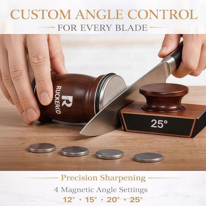 The Original Patented Knife Sharpener Kit, 4 Replaceable Ceramic Grinding Discs,Rolling Knife Sharpener 15& 20& 12& 25 Inclination Angles, Mother's Day, Father's Day,Birthday Give to You Love Most